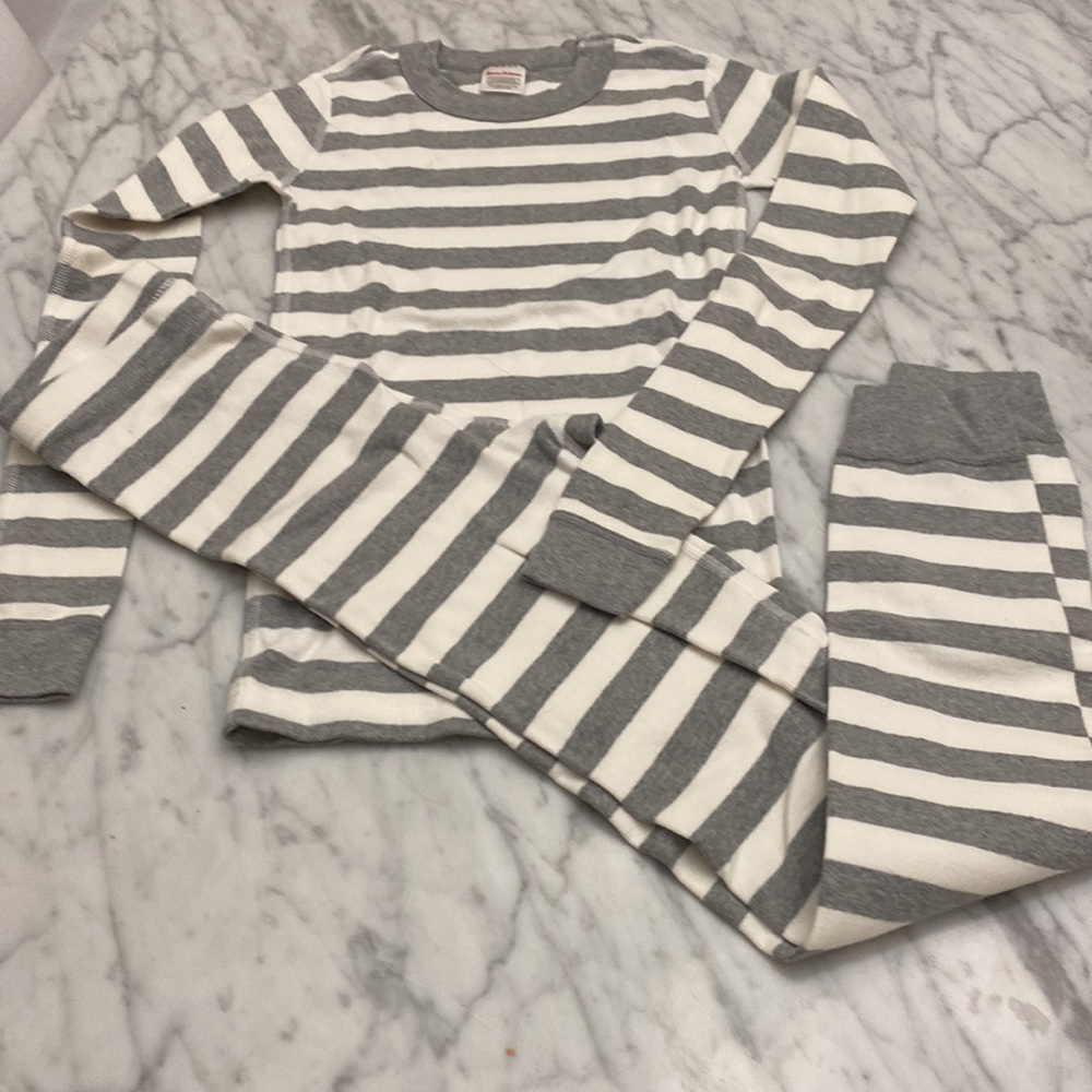 NWOT ❤️ Hanna Andersson long Johns set size 140 -US 10 /Gray and white